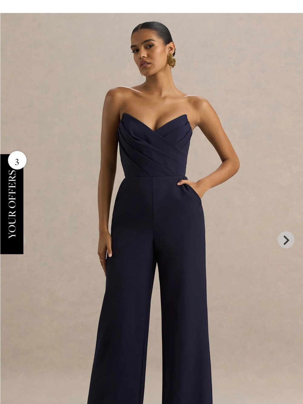 Club Monaco Strapless Navy Wide-Leg Jumpsuit with Sweetheart Bodice